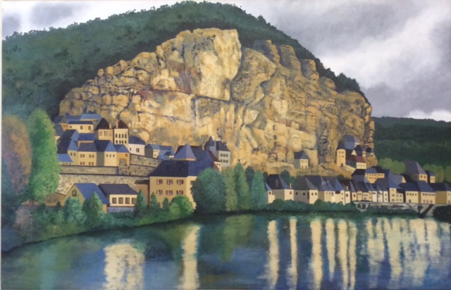 painting of La Roque-Gageac by Jo Anne Marquardt