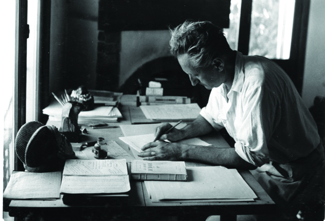 Giono at his desk. photo: Association des Amis de Giono