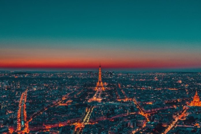 Aerial view of the city of light