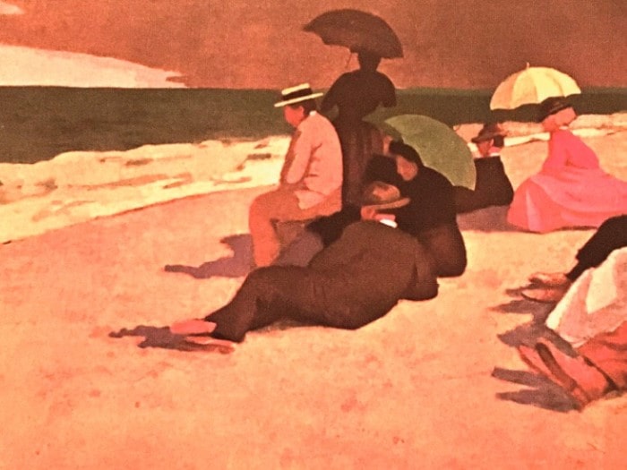 Felix Vallotton's painting of the 1899 photograph of the beach at Etretat