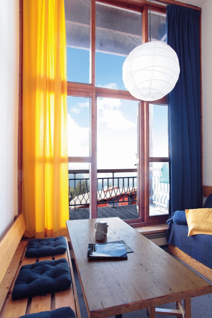 The iconic interiors at Les Arcs are bursting with fresh, vibrant colours