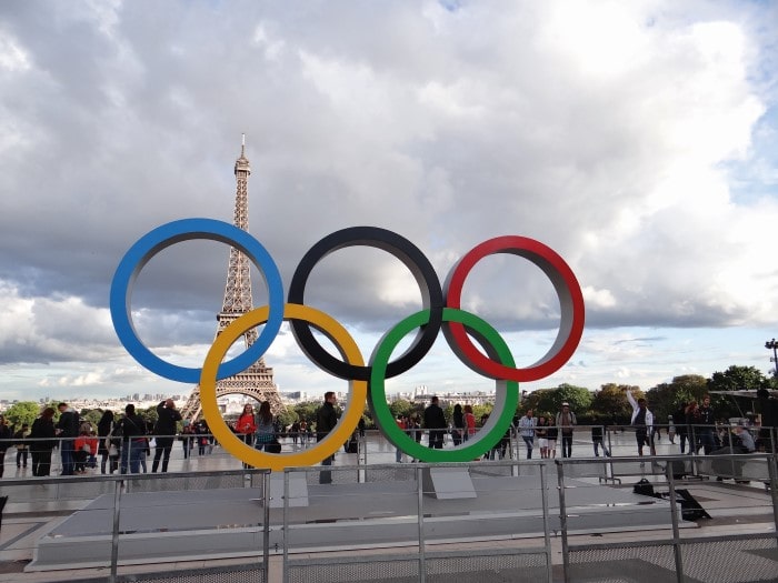 Olympic rings in the Place du Trocadéro in Paris