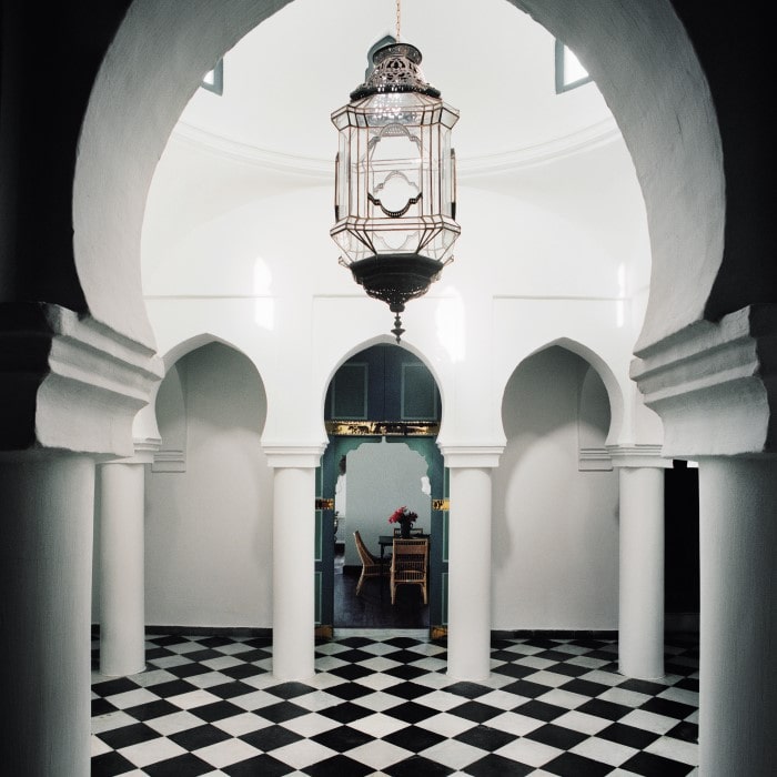 the entrance hall at Villa Mabrouka in Tangier, which was refreshed by Jacques Grange in 2017