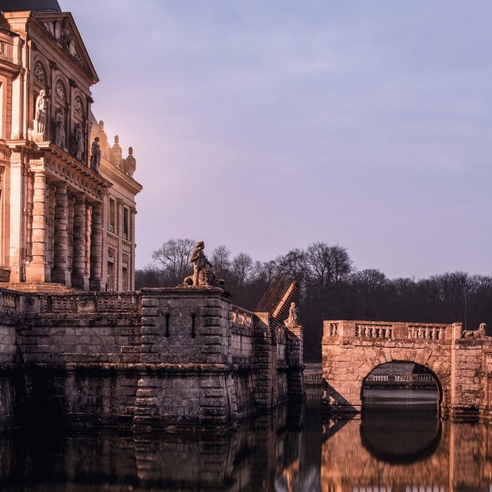 Vaux-le-Vicomte is surrounded by a moat that is filled with water to this day