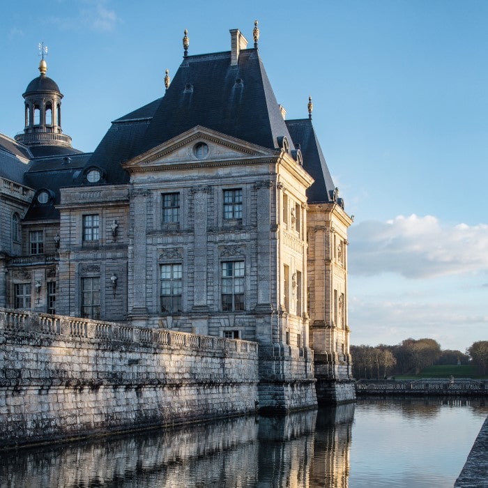 Vaux-le-Vicomte is surrounded by a moat that is filled with water to this day